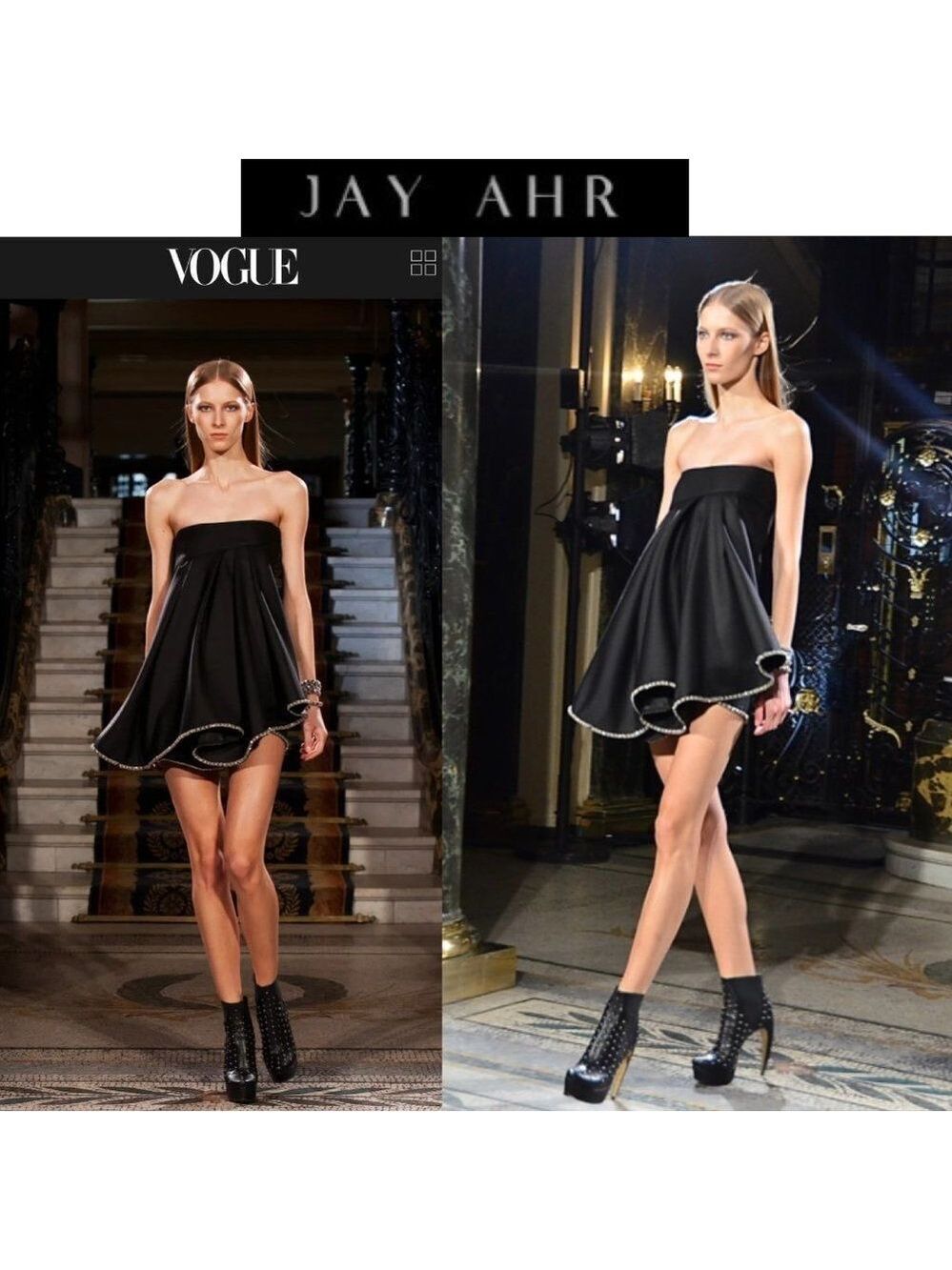 Jay Ahr black strapless chain trim babydoll dress - Picture 1 of 12